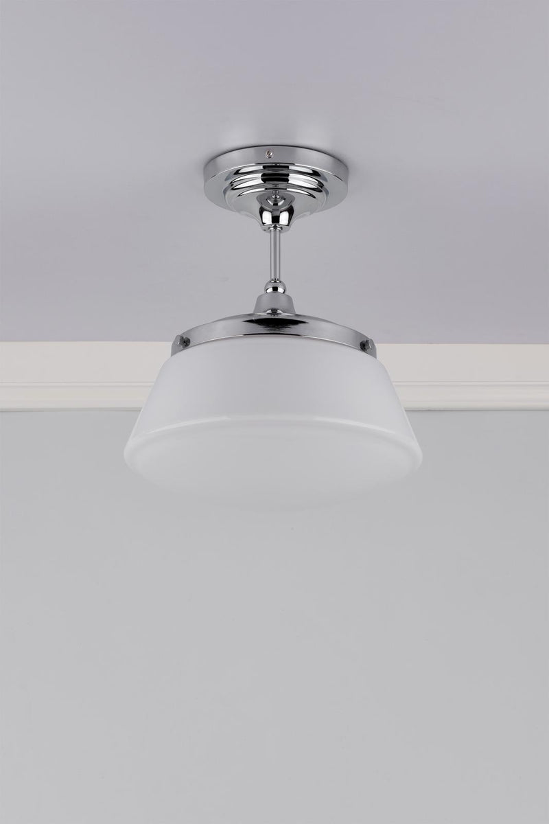 Dar Lighting Caden Bathroom Semi Flush Polished Chrome Opal Glass IP44 • CAD0150