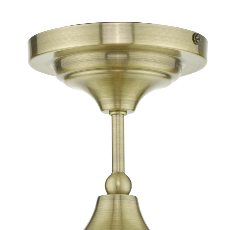 Dar Lighting Caden Bathroom Semi Flush Antique Brass Opal Glass IP44 • CAD0175