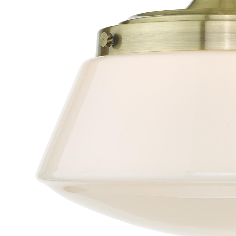 Dar Lighting Caden Bathroom Semi Flush Antique Brass Opal Glass IP44 • CAD0175