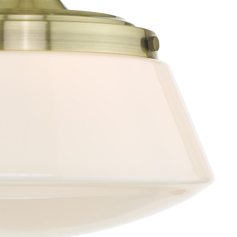 Dar Lighting Caden Bathroom Semi Flush Antique Brass Opal Glass IP44 • CAD0175