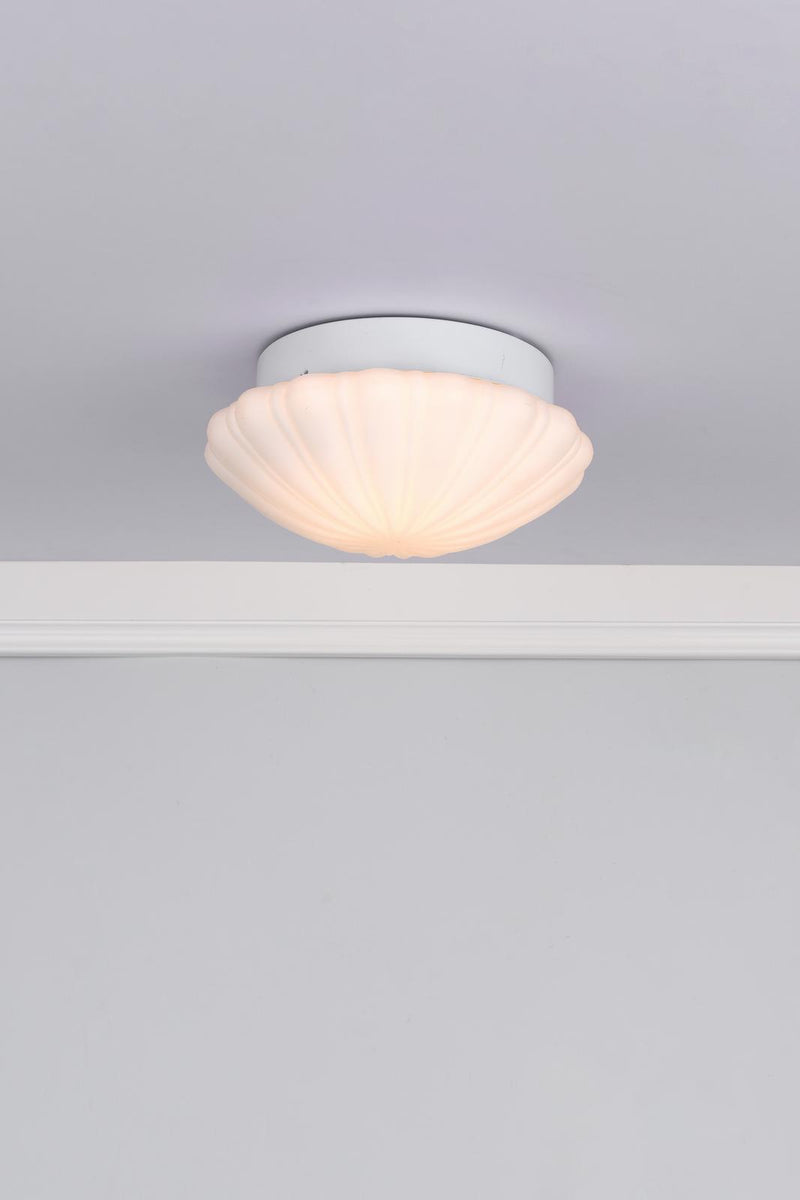 Dar Lighting Cafe Bathroom Flush Scalloped Opal Glass IP44 • CAF502
