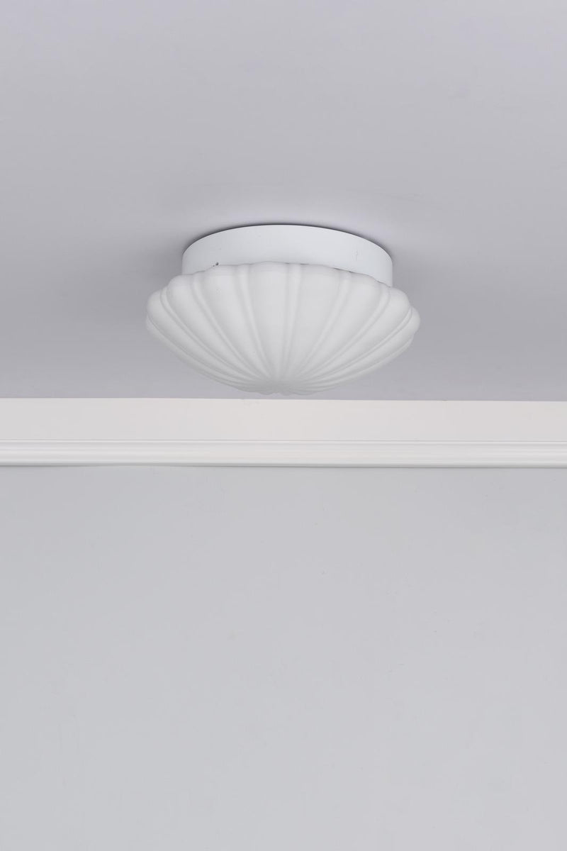 Dar Lighting Cafe Bathroom Flush Scalloped Opal Glass IP44 • CAF502