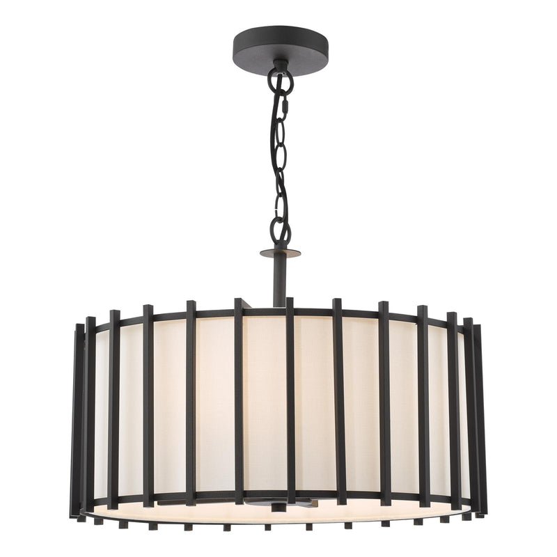 Dar Lighting Cagliari 4 Light Armed Pendant Matt Black and Ivory • CAG0422