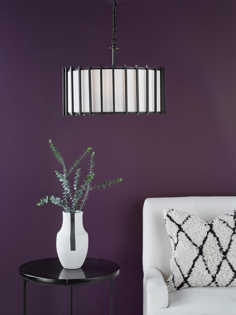 Dar Lighting Cagliari 4 Light Armed Pendant Matt Black and Ivory • CAG0422