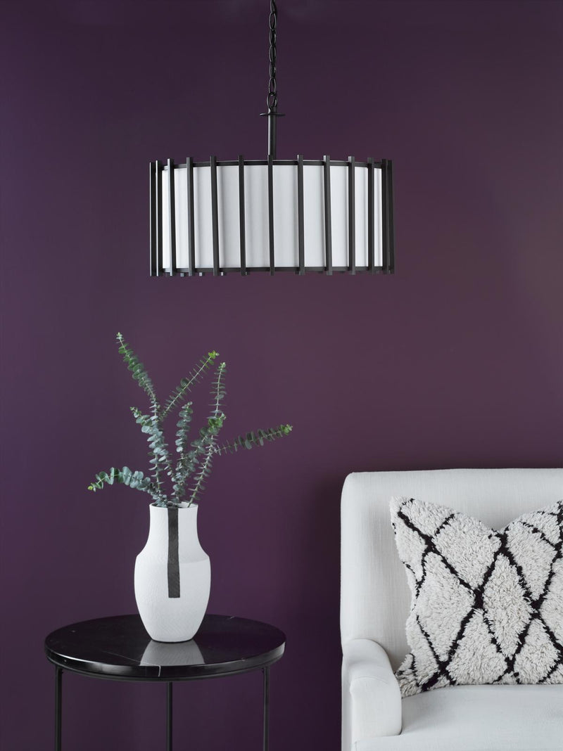 Dar Lighting Cagliari 4 Light Armed Pendant Matt Black and Ivory • CAG0422