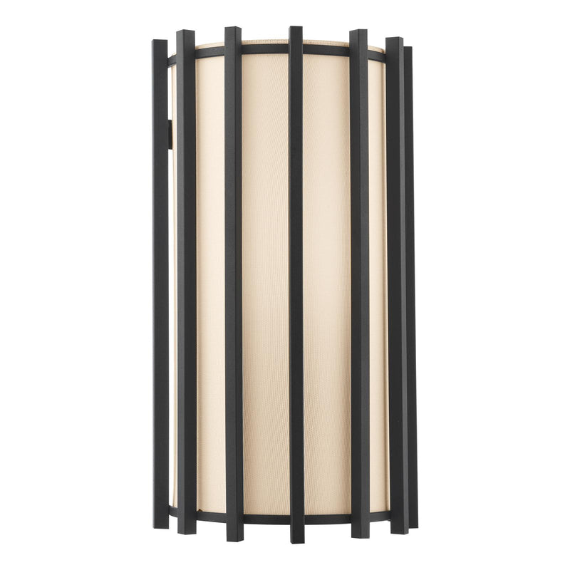 Dar Lighting Cagliari Wall Light Matt Black With Ivory Shade • CAG0722