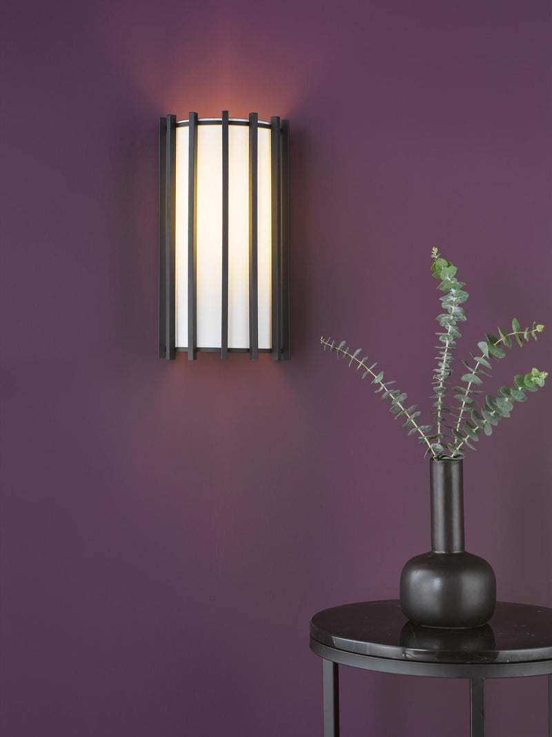 Dar Lighting Cagliari Wall Light Matt Black With Ivory Shade • CAG0722