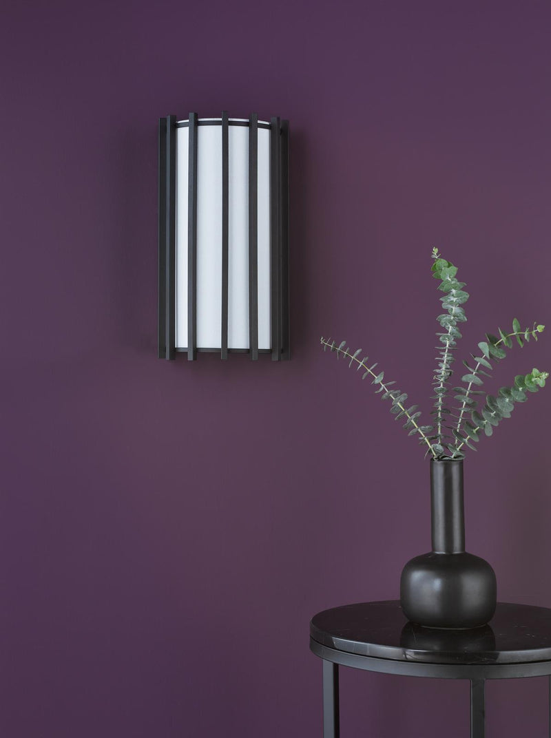 Dar Lighting Cagliari Wall Light Matt Black With Ivory Shade • CAG0722