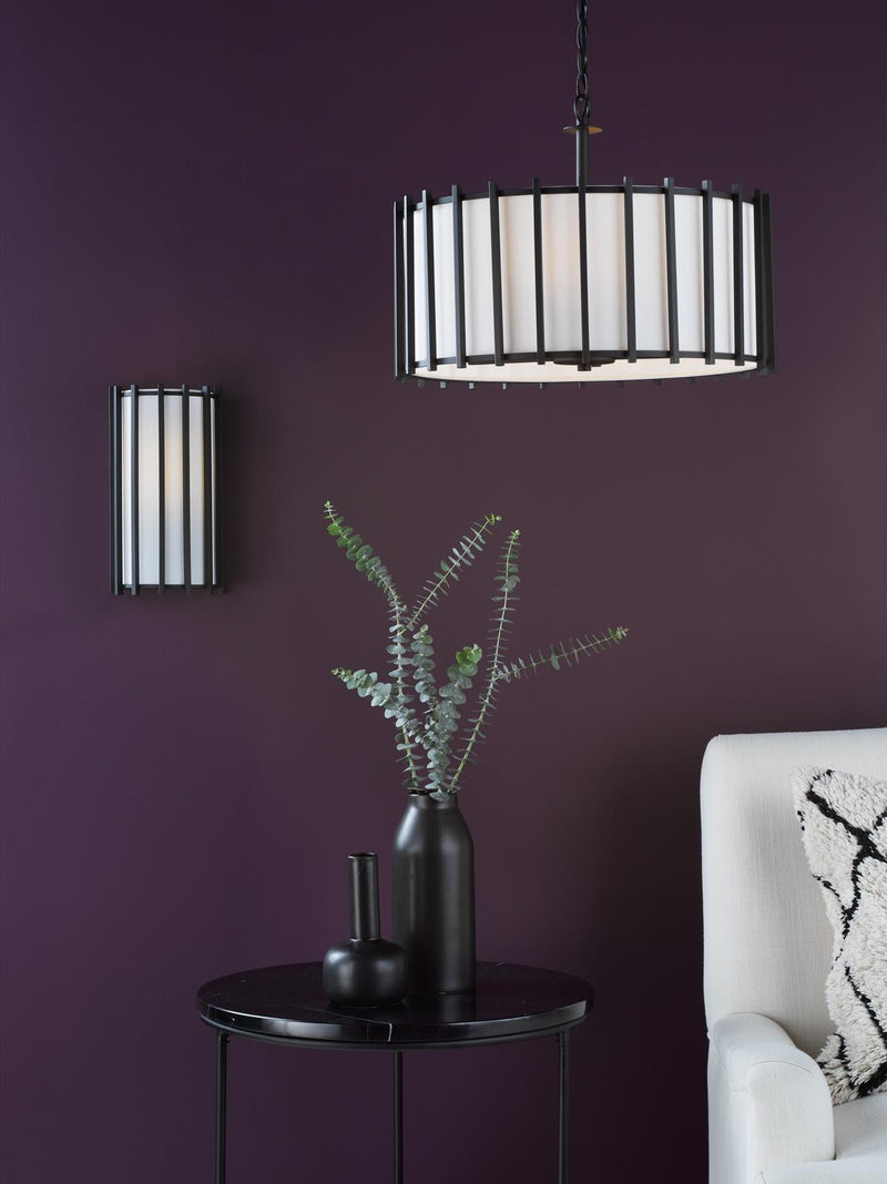 Dar Lighting Cagliari Wall Light Matt Black With Ivory Shade • CAG0722
