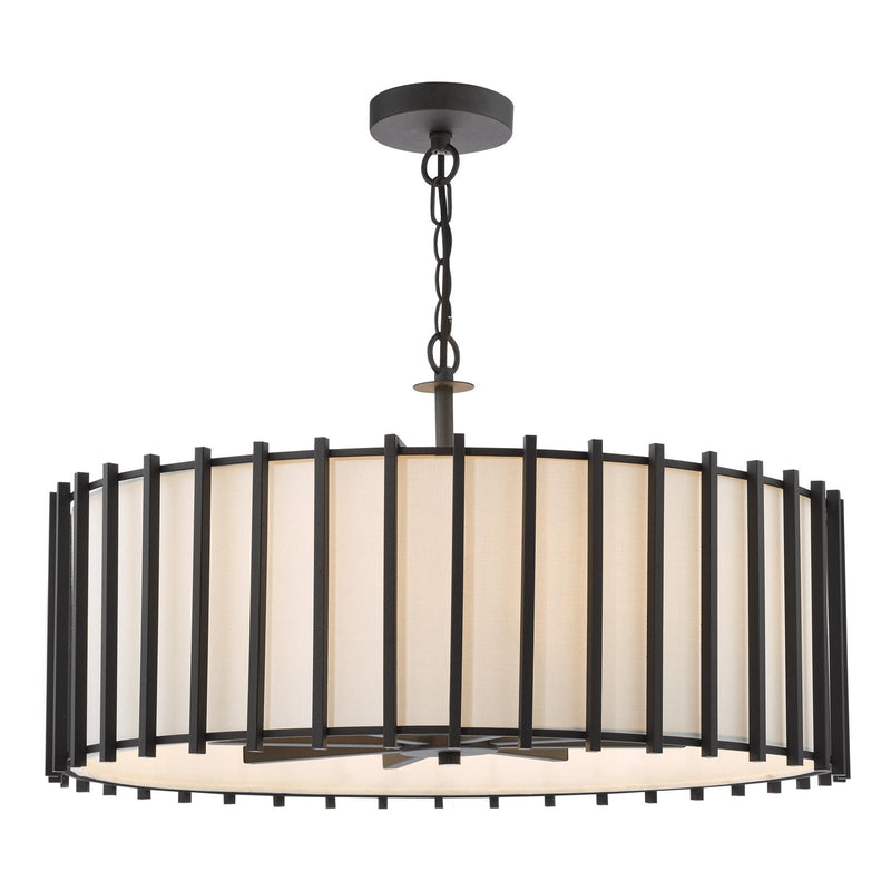 Dar Lighting Cagliari 8 Light Pendant Matt Black and Ivory • CAG0822