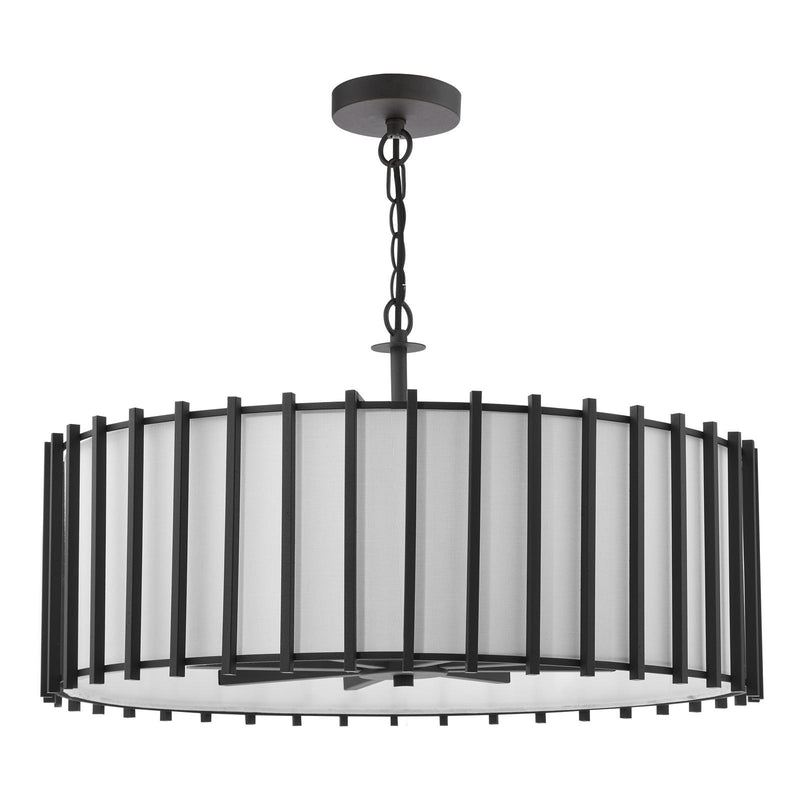 Dar Lighting Cagliari 8 Light Pendant Matt Black and Ivory • CAG0822