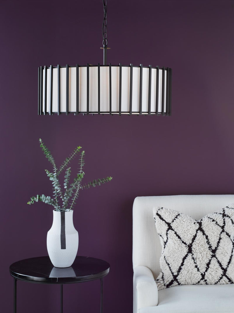 Dar Lighting Cagliari 8 Light Pendant Matt Black and Ivory • CAG0822