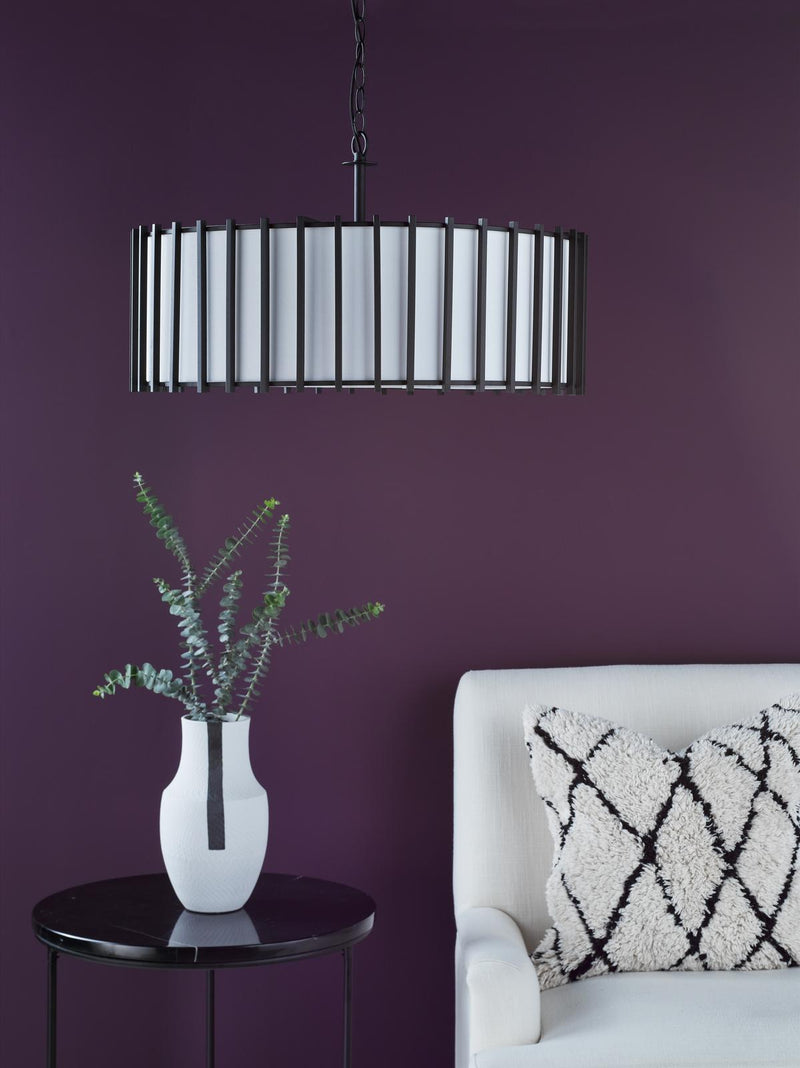 Dar Lighting Cagliari 8 Light Pendant Matt Black and Ivory • CAG0822