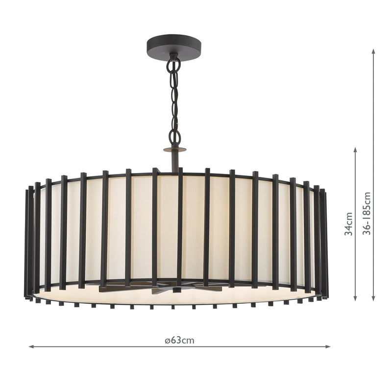 Dar Lighting Cagliari 8 Light Pendant Matt Black and Ivory • CAG0822