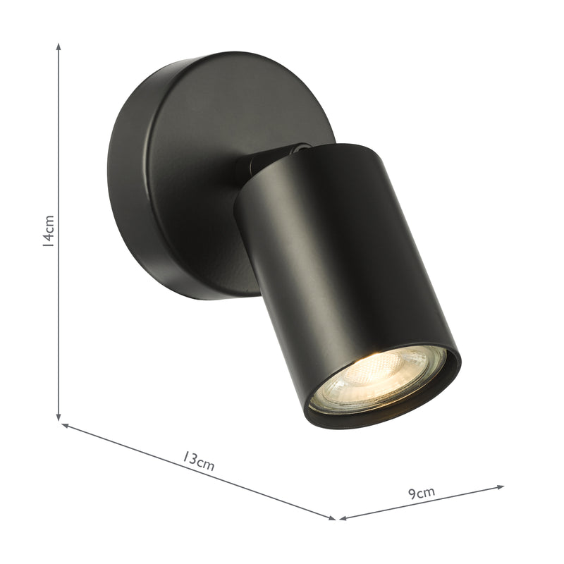 Dar Lighting Cawley Single Spotlight Matt Black • CAW0722