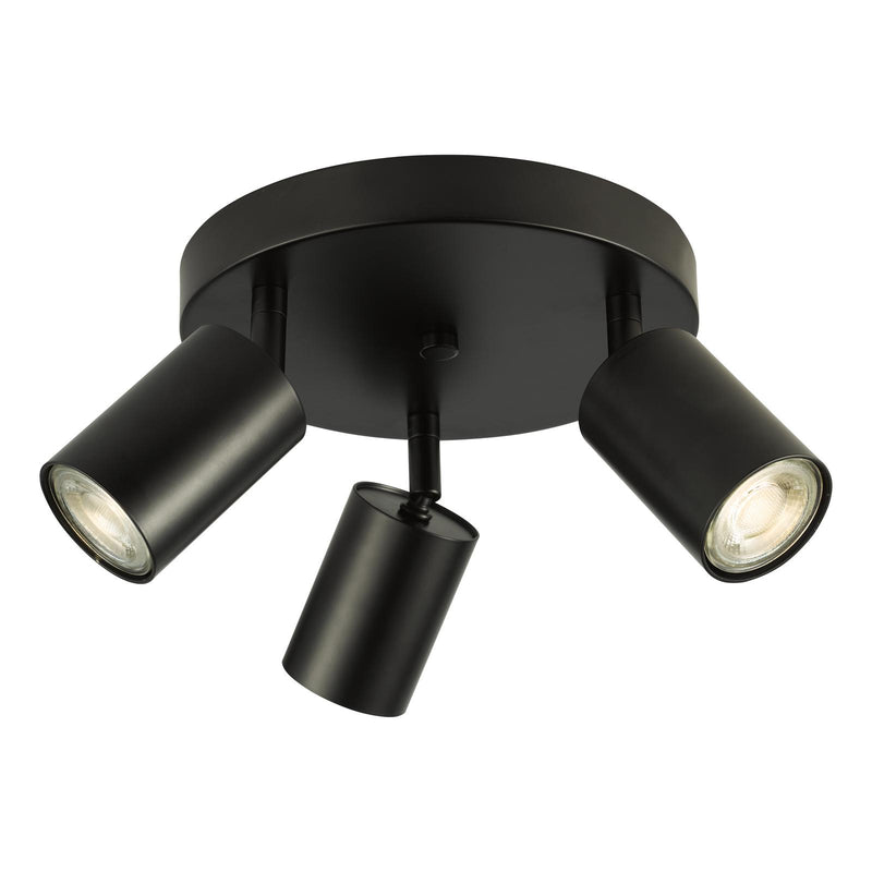 Dar Lighting Cawley 3 Light Plate Spotlight Matt Black • CAW7622