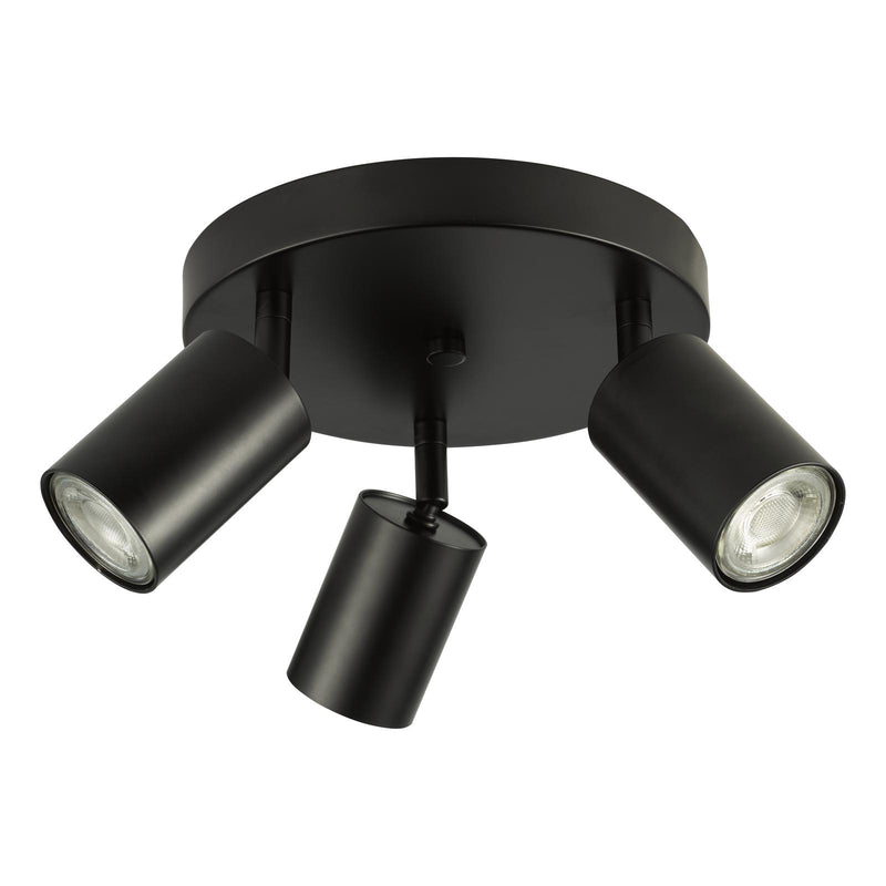Dar Lighting Cawley 3 Light Plate Spotlight Matt Black • CAW7622