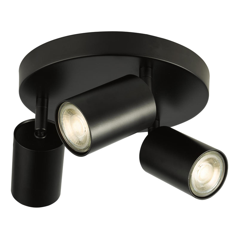 Dar Lighting Cawley 3 Light Plate Spotlight Matt Black • CAW7622