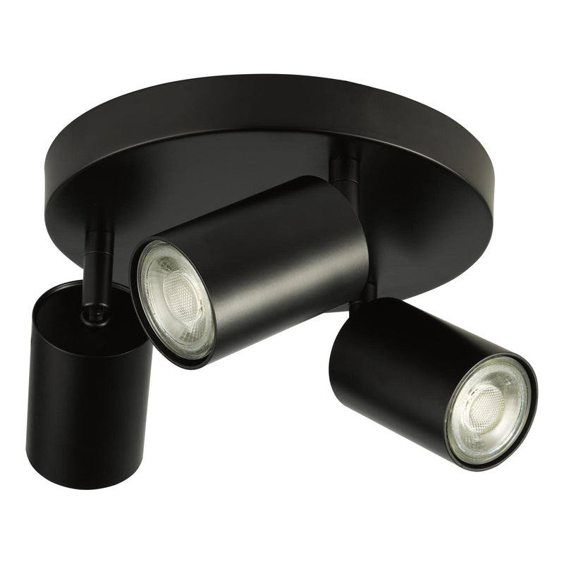 Dar Lighting Cawley 3 Light Plate Spotlight Matt Black • CAW7622