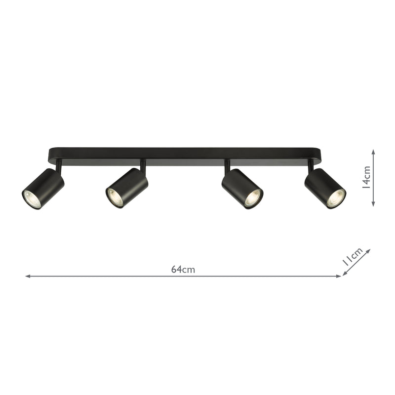 Dar Lighting Cawley 4 Light Plate Spotlight Matt Black • CAW8422