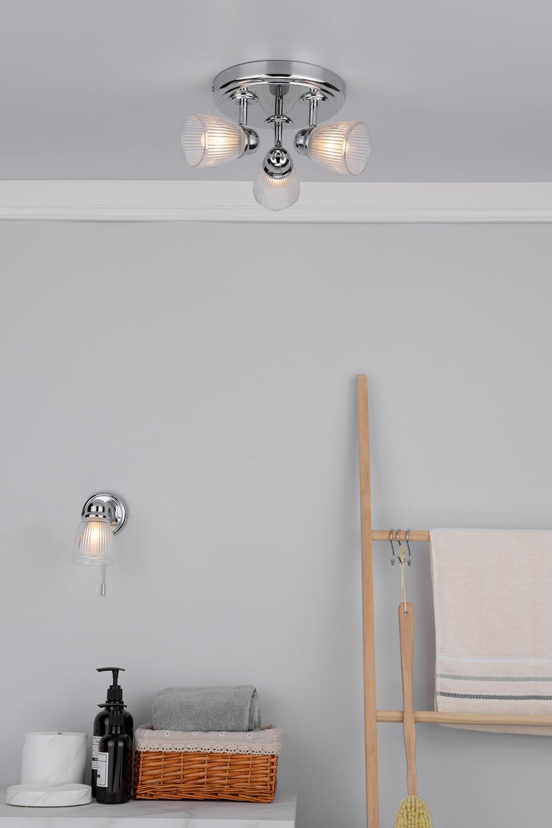 Dar Lighting Cedric Bathroom Single Wall Spotlight Polished Chrome Glass IP44 • CED0738