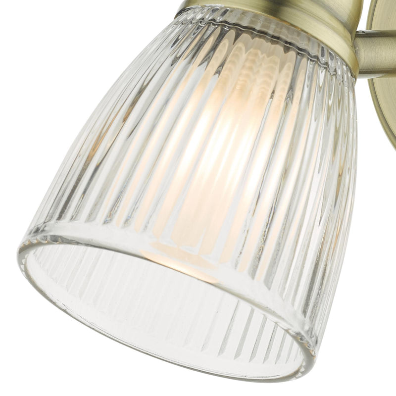 Dar Lighting Cedric Bathroom Single Wall Spotlight Antique Brass Glass IP44 • CED0775