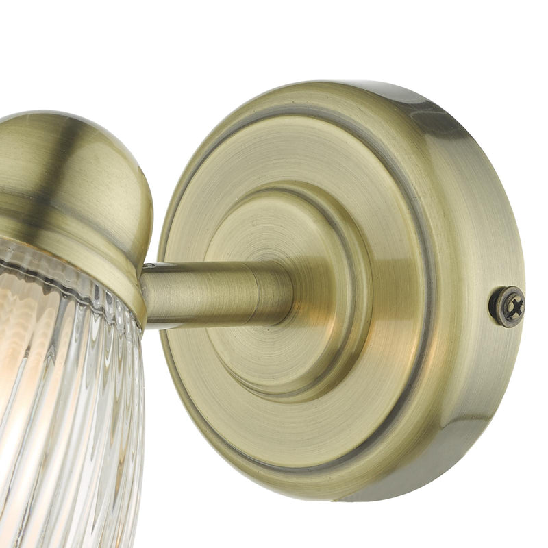 Dar Lighting Cedric Bathroom Single Wall Spotlight Antique Brass Glass IP44 • CED0775