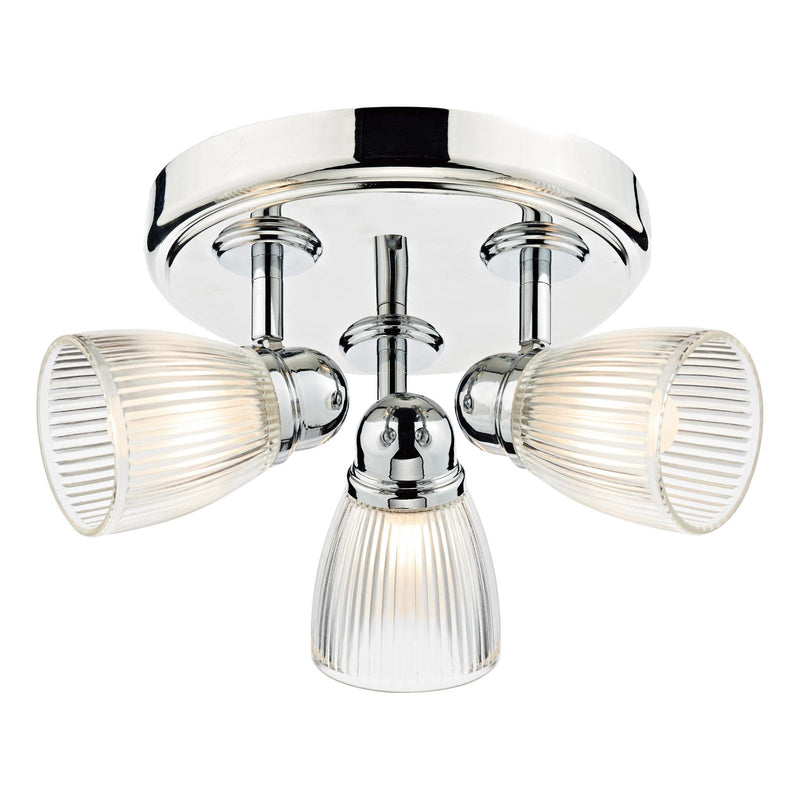 Dar Lighting Cedric Bathroom 3 Light Spotlight Polished Chrome Glass IP44 • CED7638