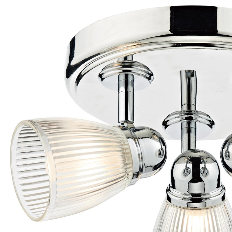 Dar Lighting Cedric Bathroom 3 Light Spotlight Polished Chrome Glass IP44 • CED7638