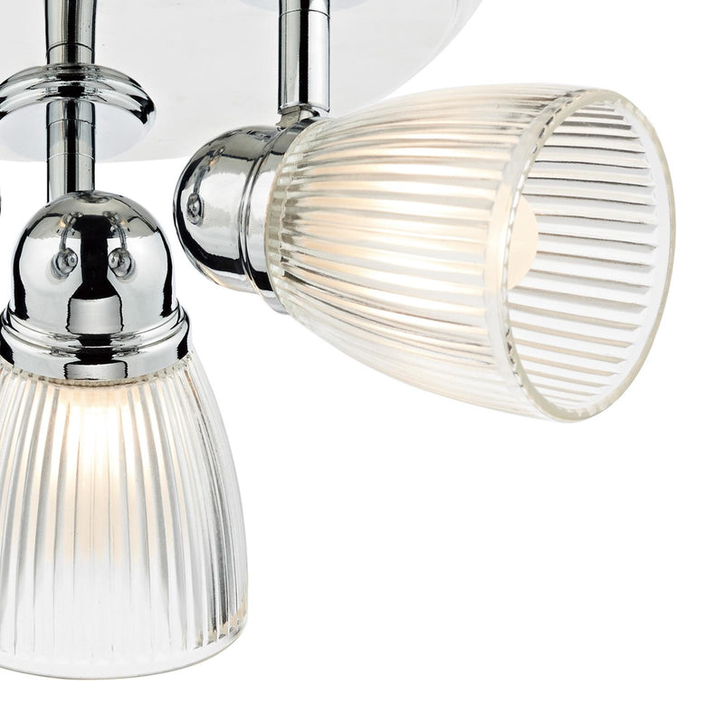 Dar Lighting Cedric Bathroom 3 Light Spotlight Polished Chrome Glass IP44 • CED7638