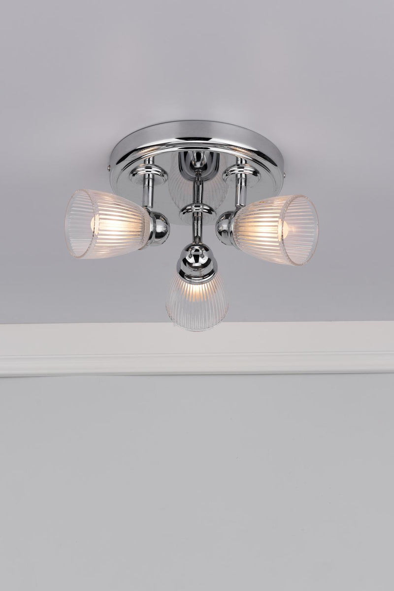 Dar Lighting Cedric Bathroom 3 Light Spotlight Polished Chrome Glass IP44 • CED7638