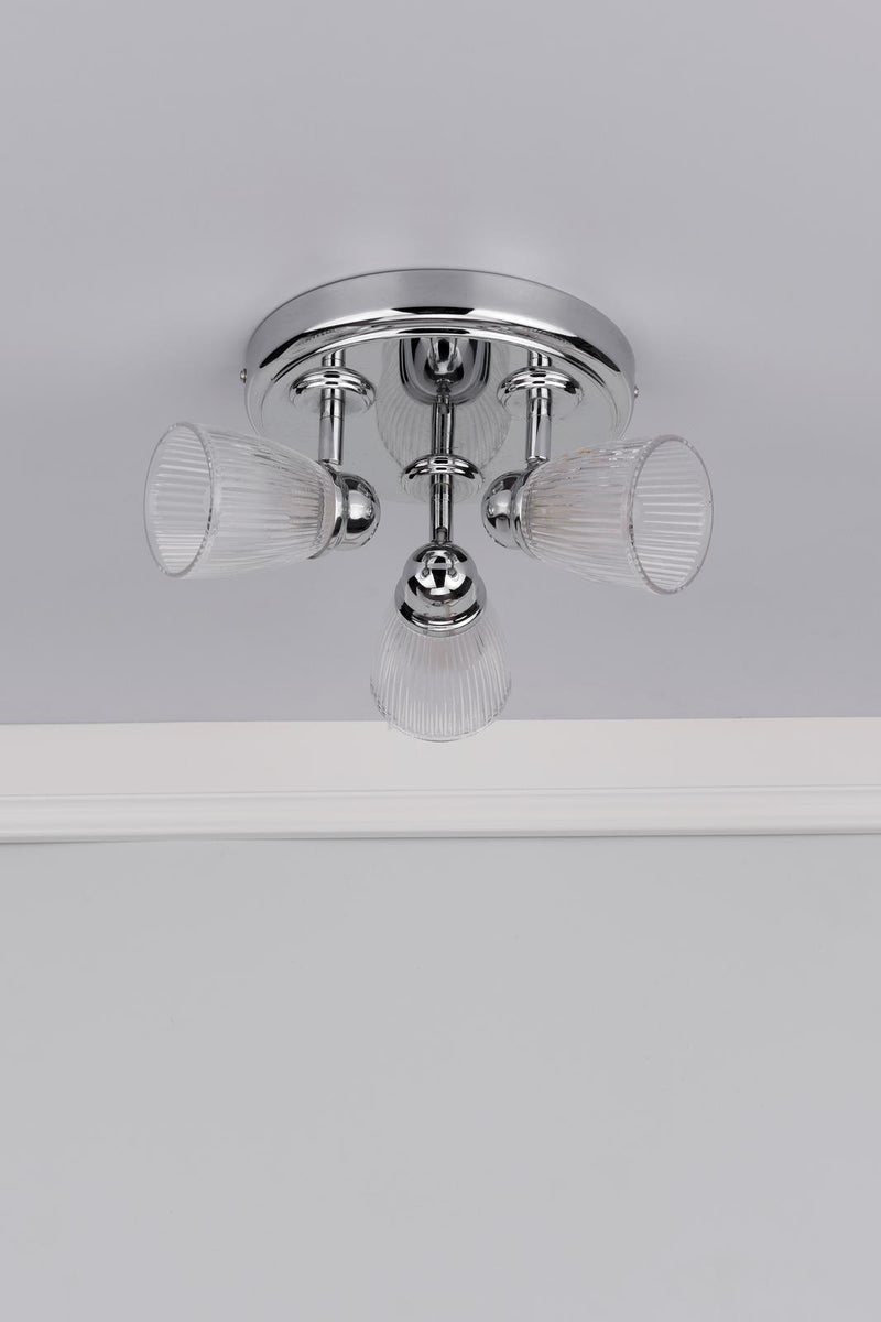 Dar Lighting Cedric Bathroom 3 Light Spotlight Polished Chrome Glass IP44 • CED7638