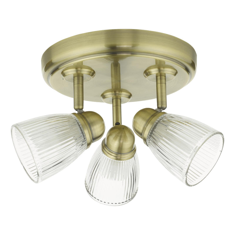 Dar Lighting Cedric Bathroom 3 Light Spotlight Antique Brass Glass IP44 • CED7675
