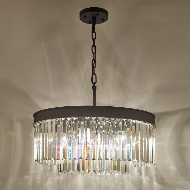 Dar Lighting Celeus 6 Light Chandelier Anthracite & Crystal • CEL0622