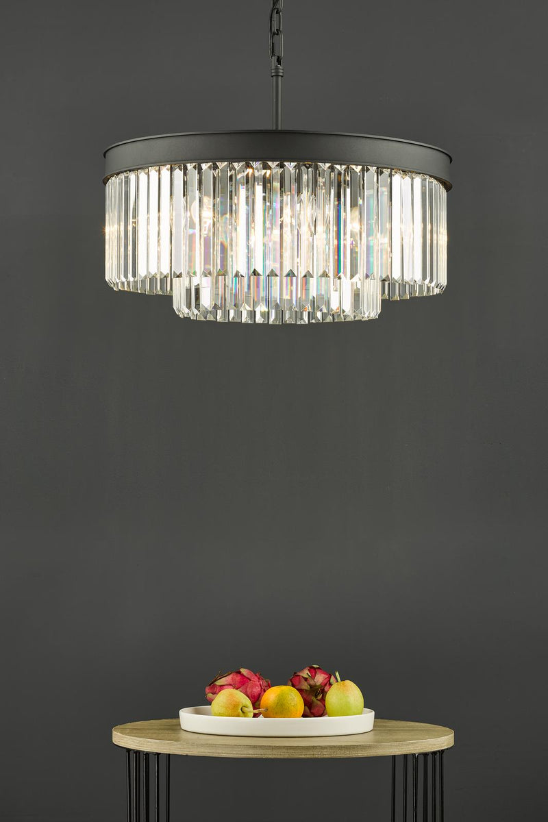 Dar Lighting Celeus 6 Light Chandelier Anthracite & Crystal • CEL0622