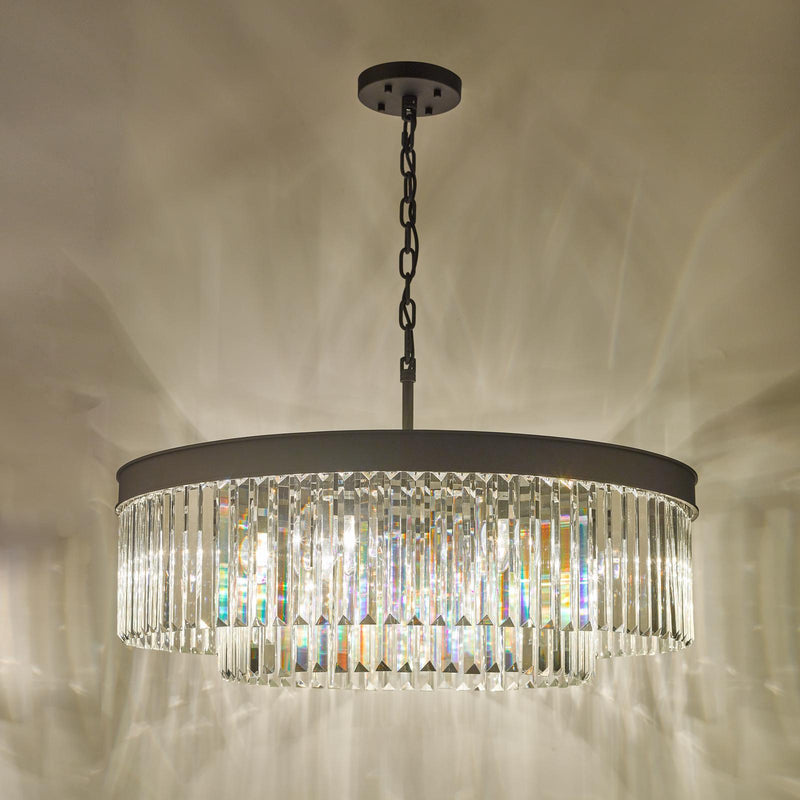 Dar Lighting Celeus 8 Light Chandelier Anthracite & Crystal • CEL0822