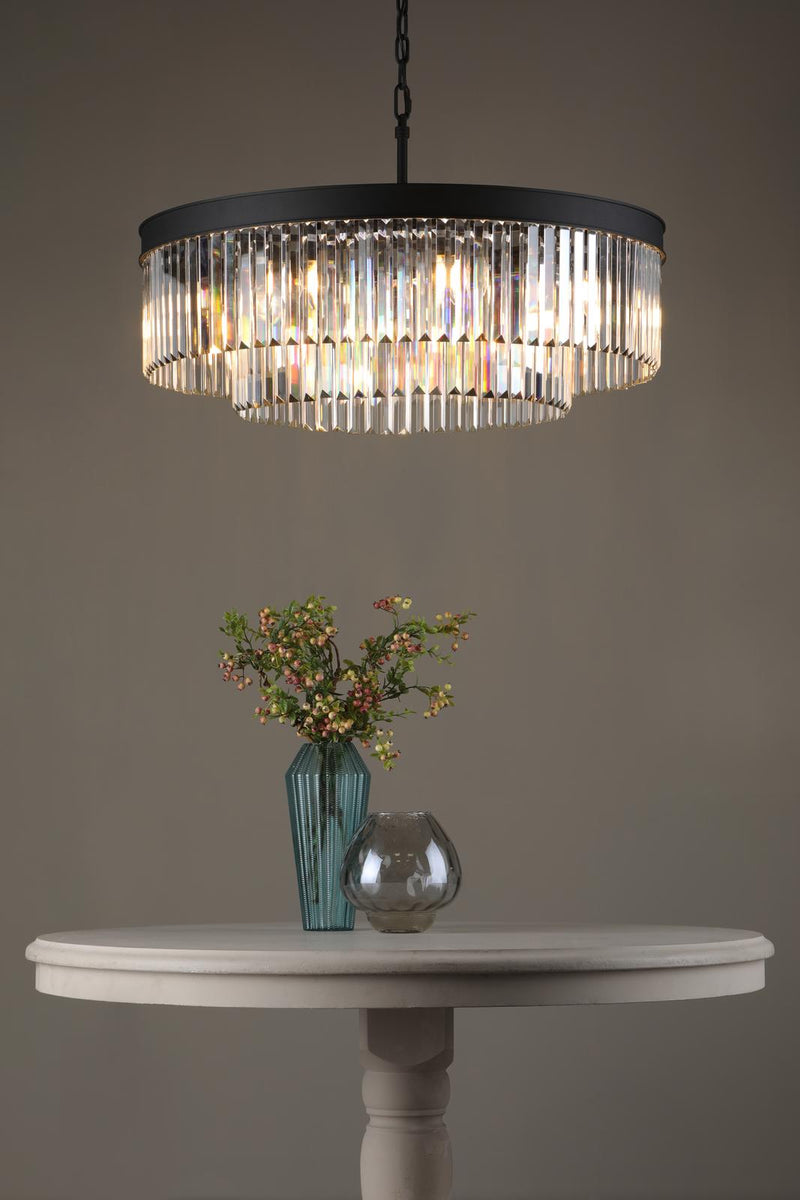 Dar Lighting Celeus 8 Light Chandelier Anthracite & Crystal • CEL0822