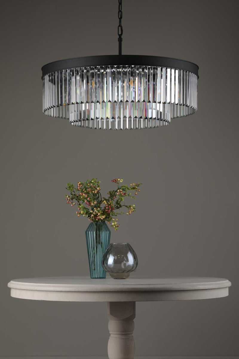 Dar Lighting Celeus 8 Light Chandelier Anthracite & Crystal • CEL0822