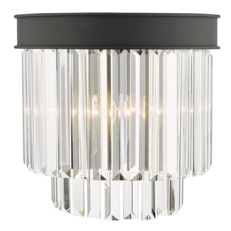 Dar Lighting Celeus 2 Light Wall Light Anthracite & Crystal • CEL0922