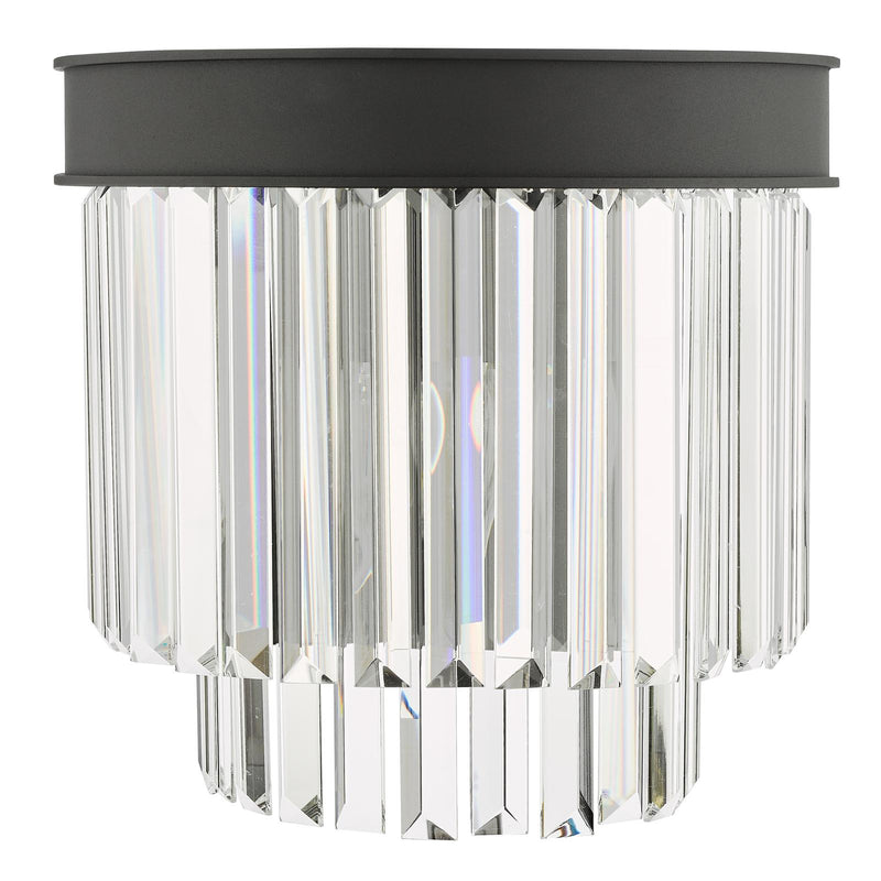 Dar Lighting Celeus 2 Light Wall Light Anthracite & Crystal • CEL0922