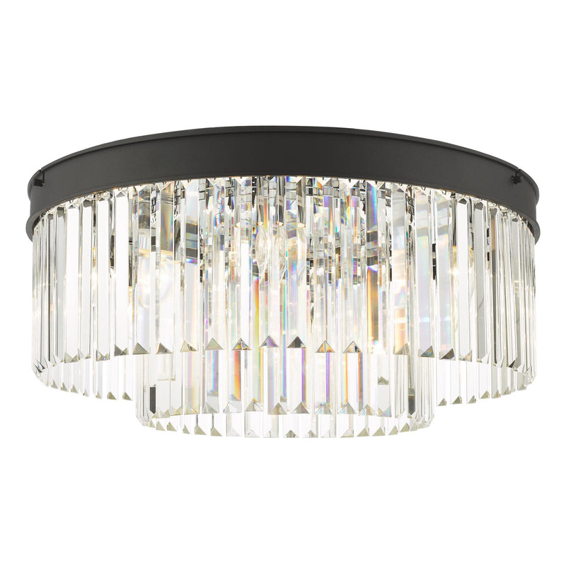 Dar Lighting Celeus 6 Light Flush Matt Anthracite & Crystal • CEL4822