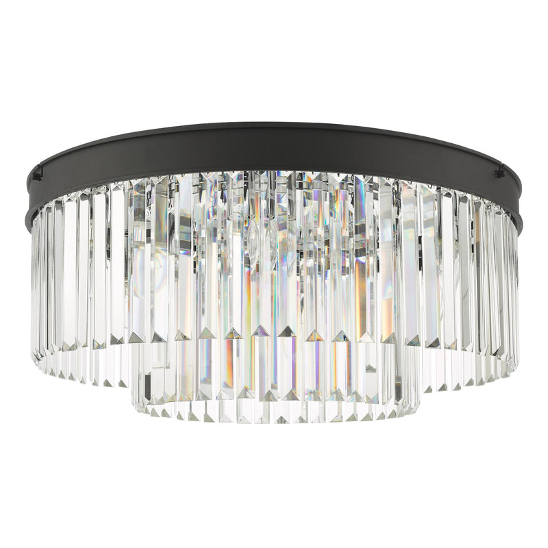 Dar Lighting Celeus 6 Light Flush Matt Anthracite & Crystal • CEL4822