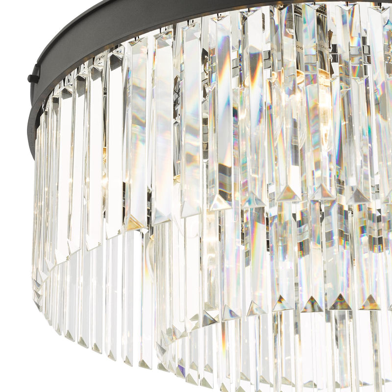 Dar Lighting Celeus 6 Light Flush Matt Anthracite & Crystal • CEL4822