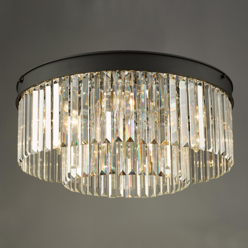 Dar Lighting Celeus 6 Light Flush Matt Anthracite & Crystal • CEL4822