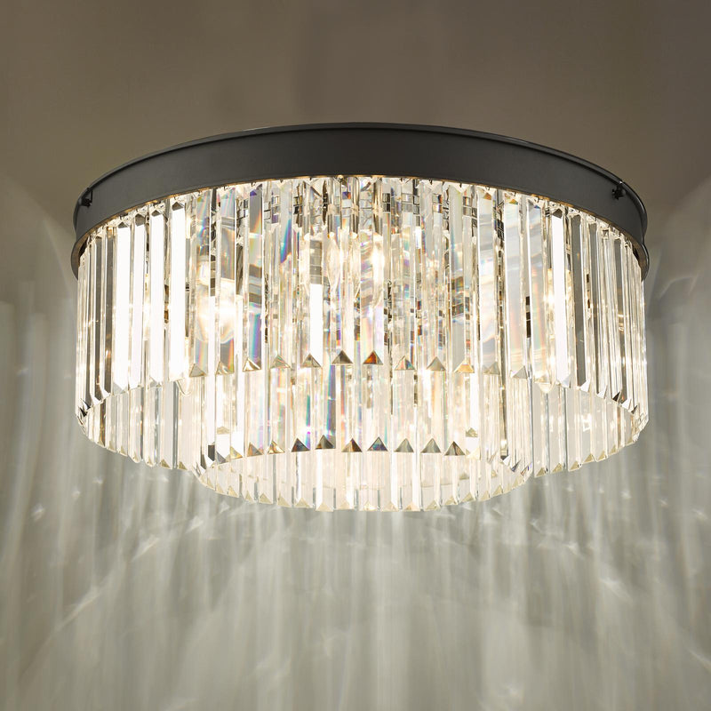 Dar Lighting Celeus 6 Light Flush Matt Anthracite & Crystal • CEL4822