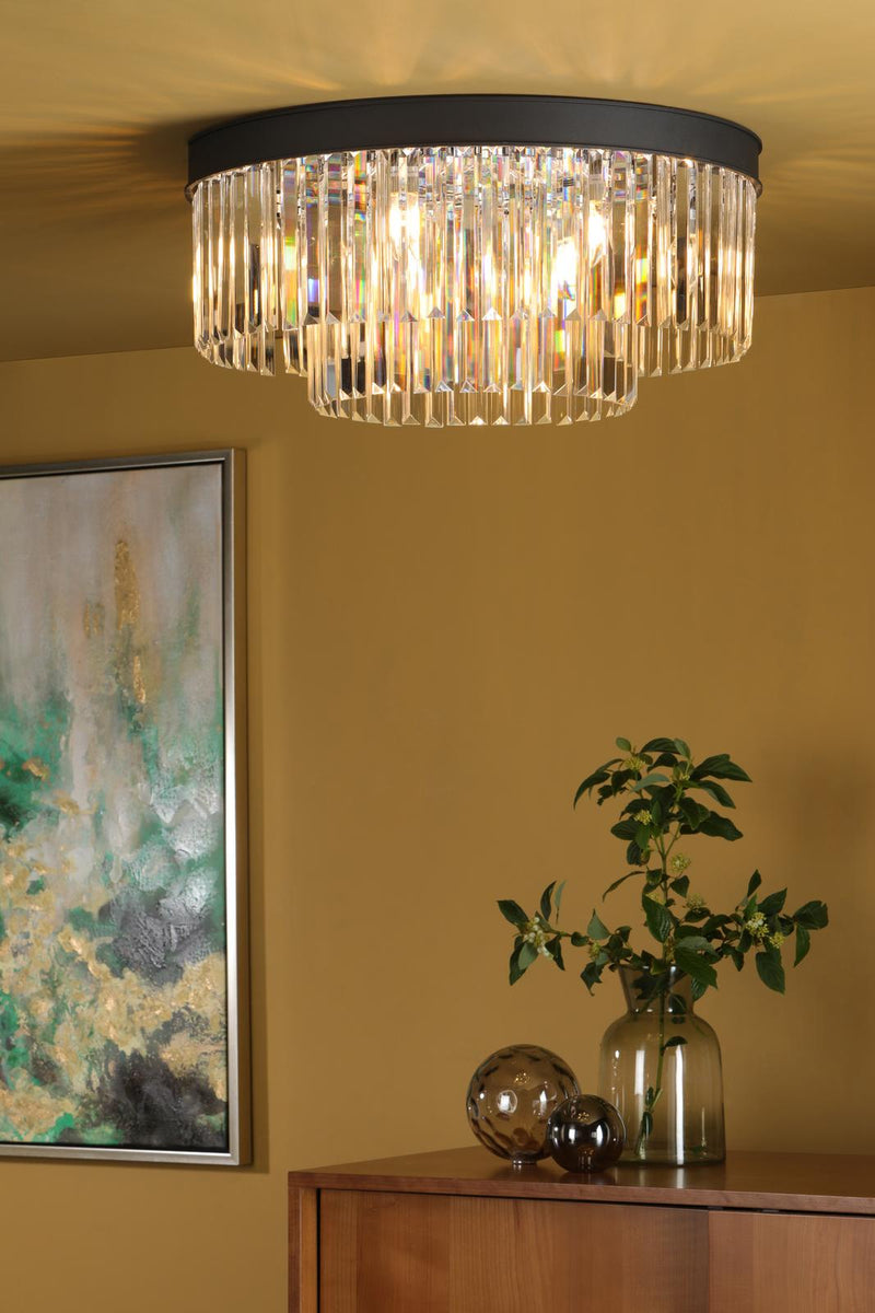 Dar Lighting Celeus 6 Light Flush Matt Anthracite & Crystal • CEL4822