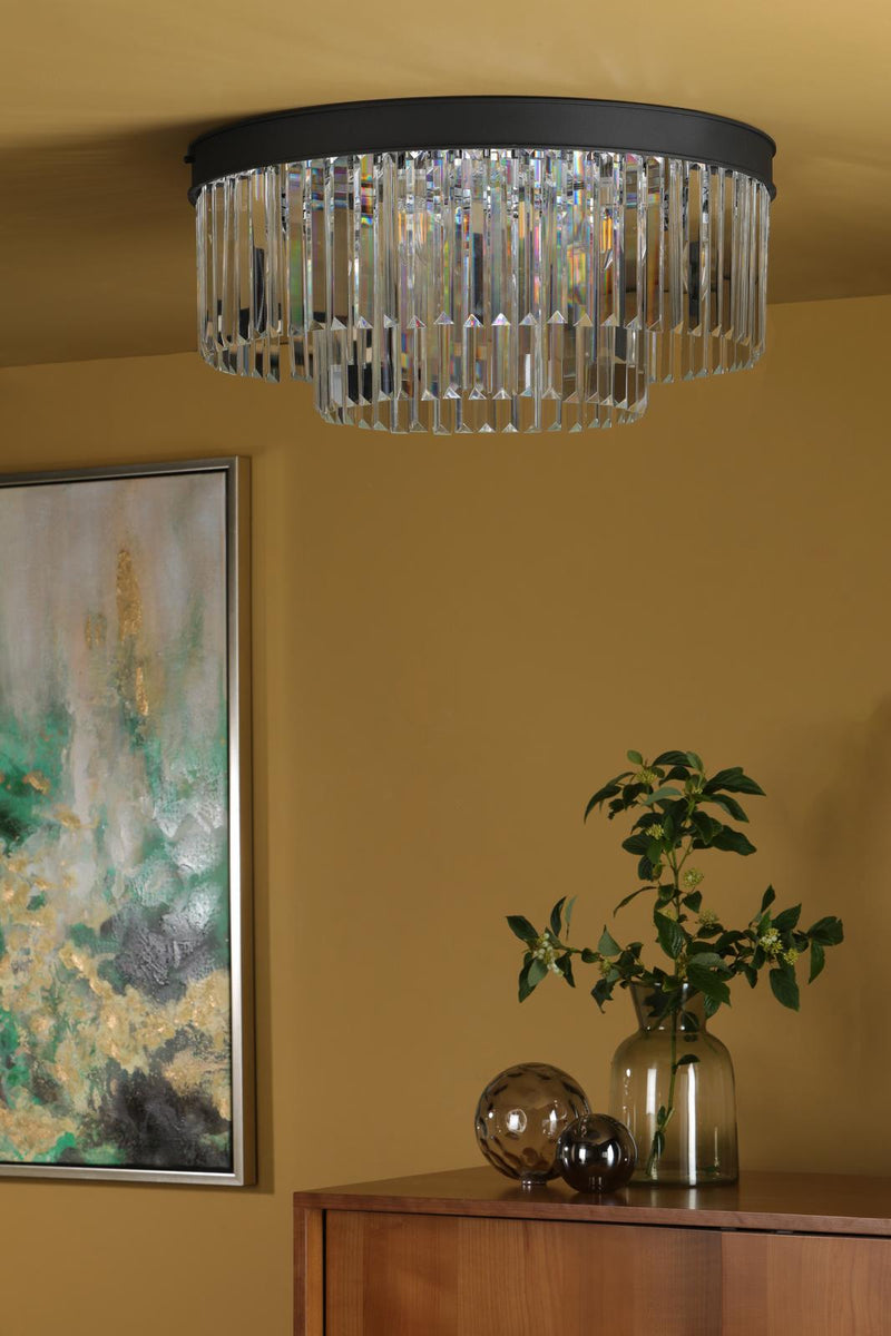 Dar Lighting Celeus 6 Light Flush Matt Anthracite & Crystal • CEL4822