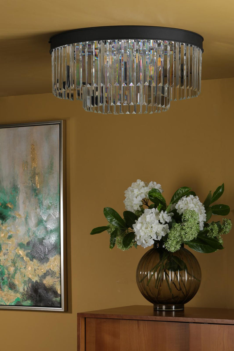 Dar Lighting Celeus 6 Light Flush Matt Anthracite & Crystal • CEL4822