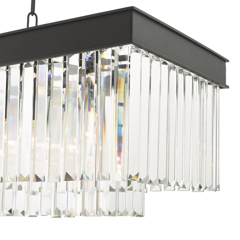 Dar Lighting Celeus 6 Light Bar Pendant Anthracite & Crystal • CEL6422