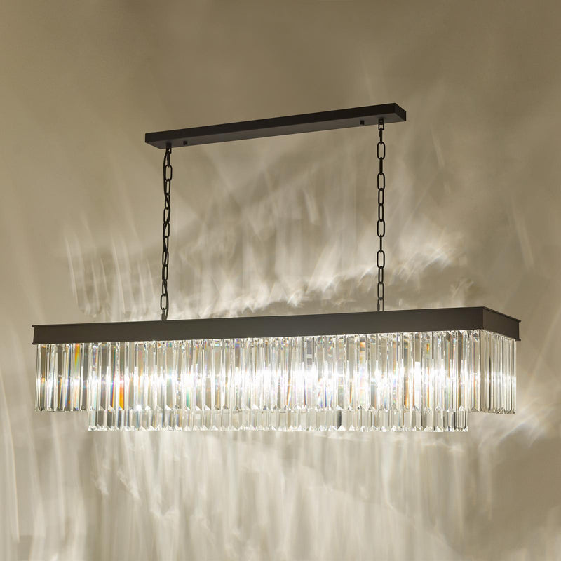Dar Lighting Celeus 6 Light Bar Pendant Anthracite & Crystal • CEL6422
